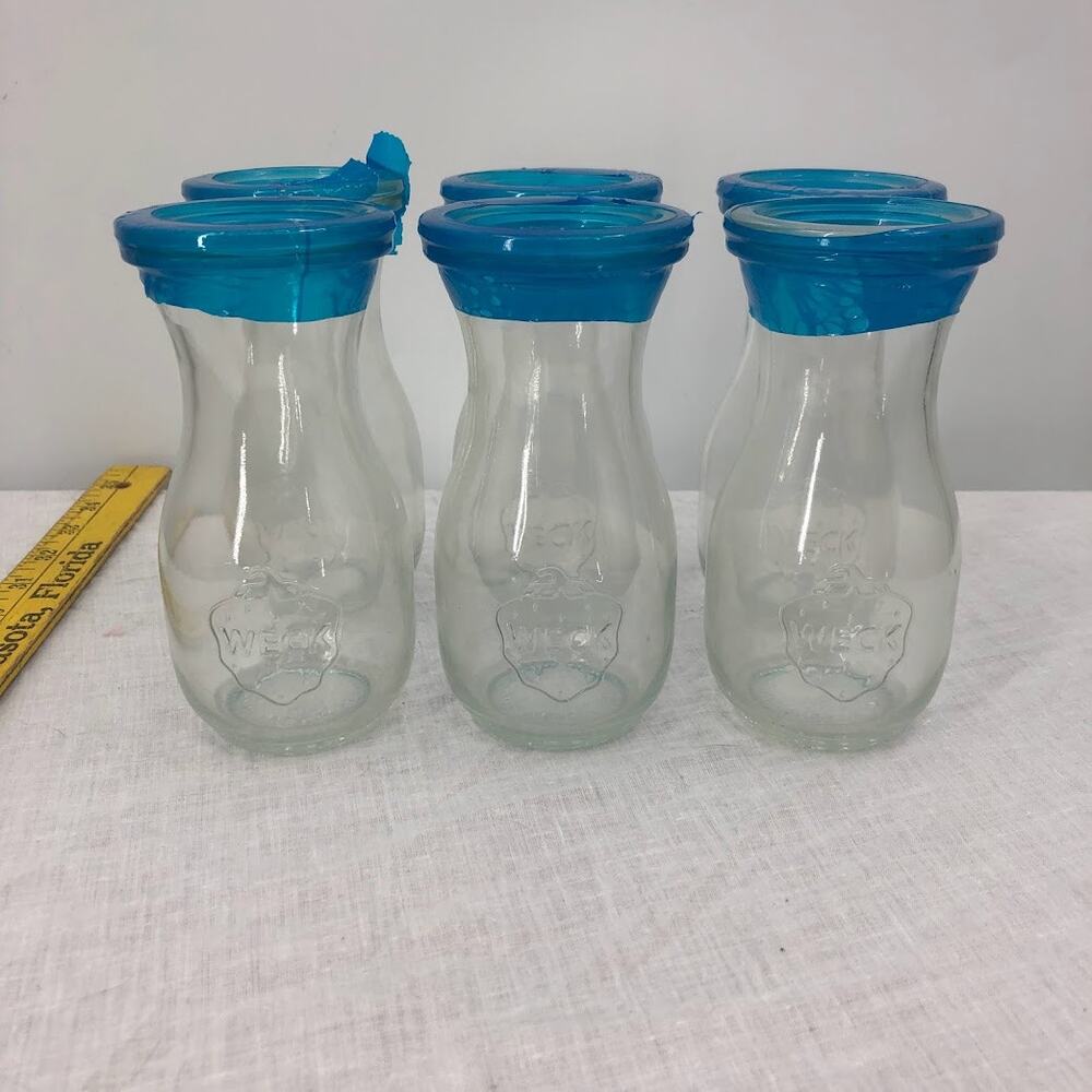 WECK Rundrand-Glass 60 Bottles/Decanters, 1/4 Liter, Set of  6 NICE new canning